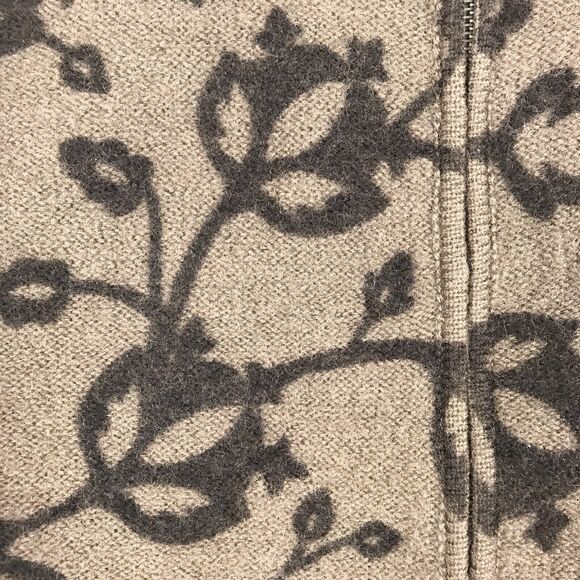 Vintage Skyr Wool Zip Up Cardigan Sweater Floral Brown Tan Women's Large - Picture 3 of 4